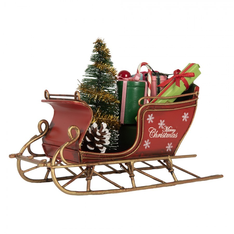 Christmas Decoration Figurine Sled 17x8x12 Cm Red Metal - 17*8*12 cm
