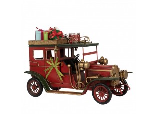 Červený retro model auto s dárky na střeše Christmas - 42*18*28 cm