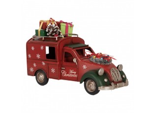Červený retro model auto kachna s dárky na střeše Christmas - 26*11*17 cm
