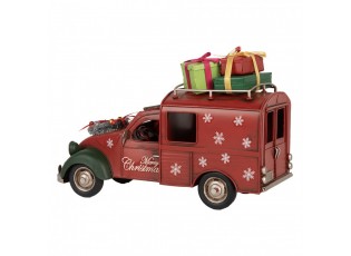 Červený retro model auto kachna s dárky na střeše Christmas - 26*11*17 cm