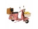 Růžový kovový retro model Scooter s květy - 12*6*8 cm Clayre & Eef