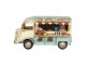 Béžovo-modrý kovový retro model autobus občerstvění s květy - 26*14*14 cm Clayre & Eef