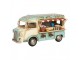 Béžovo-modrý kovový retro model autobus občerstvění s květy - 26*14*14 cm Clayre & Eef
