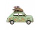 Zelený kovový retro model auta Fiat s květy - 26*12*18 cm Clayre & Eef