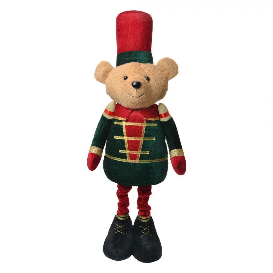Christmas Decoration Figurine Bear 25x15x58 Cm Brown Textile - 25*15*58 cm