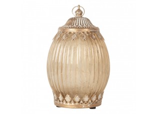 Béžová skleněná svítící LED lucerna Balli - Ø 11*18 cm