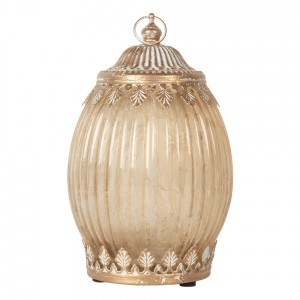 Béžová skleněná svítící LED lucerna Balli - Ø 11*18 cm