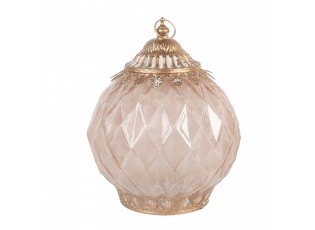 Růžová skleněná svítící LED lucerna Balli - Ø 15*19 cm