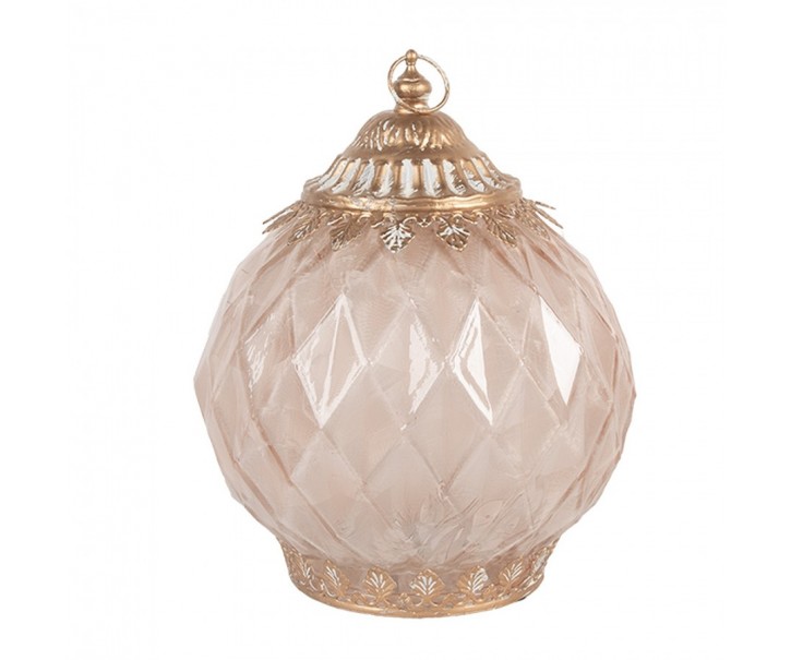 Růžová skleněná svítící LED lucerna Balli - Ø 15*19 cm Clayre & Eef