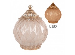 Růžová skleněná svítící LED lucerna Balli - Ø 15*19 cm