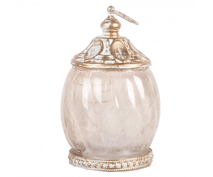 Béžová skleněná svítící LED lucerna Balli - Ø 7*11 cm Clayre & Eef