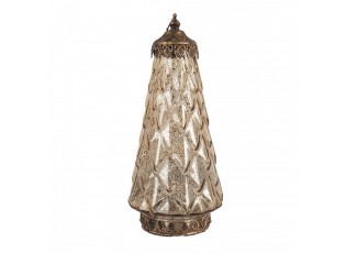 Béžová skleněná svítící LED lucerna Balli - Ø 13*28 cm