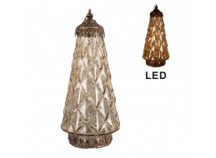 Béžová skleněná svítící LED lucerna Balli - Ø 13*28 cm