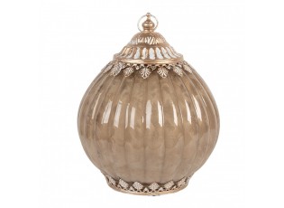 Béžová skleněná svítící LED lucerna Balli - Ø 15*9 cm