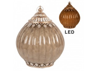 Béžová skleněná svítící LED lucerna Balli - Ø 15*9 cm