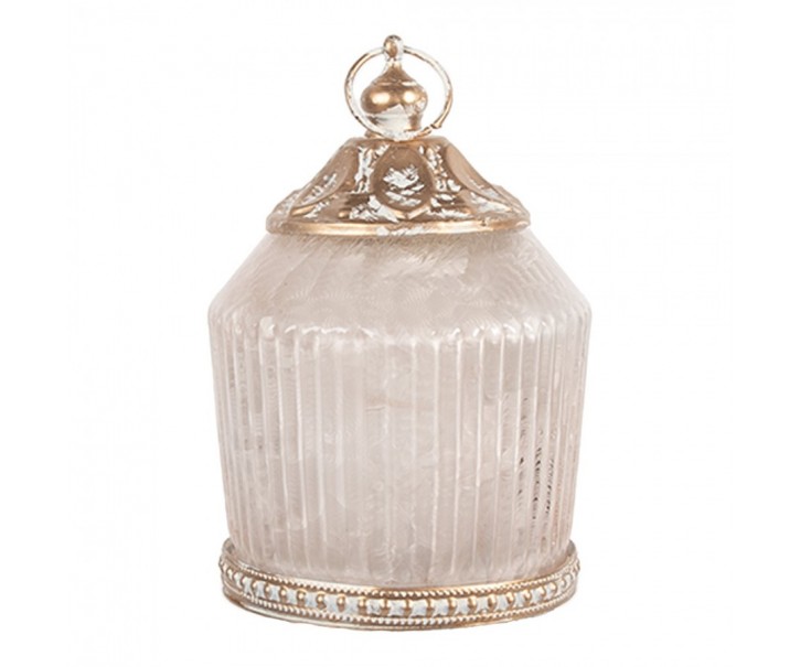 Růžová skleněná svítící LED lucerna Balli - Ø 8*12 cm Clayre & Eef