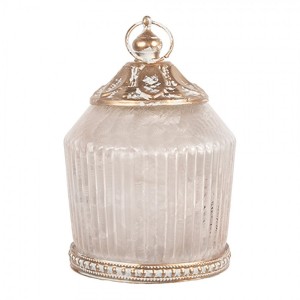 Růžová skleněná svítící LED lucerna Balli - Ø 8*12 cm