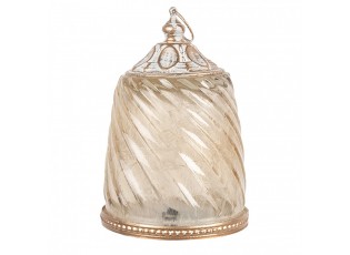 Béžová skleněná svítící LED lucerna Balli - Ø 9*14 cm