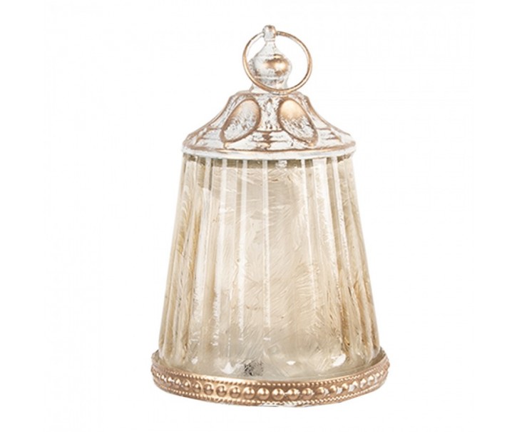 Béžová skleněná svítící LED lucerna Balli - Ø 8*12 cm Clayre & Eef