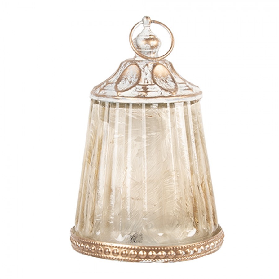 Béžová skleněná svítící LED lucerna Balli - Ø 8*12 cm / 2*AAA