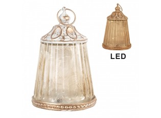 Béžová skleněná svítící LED lucerna Balli - Ø 8*12 cm
