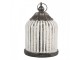 Stříbrná antik skleněná svítící LED lucerna Balli - Ø 8*12 cm Clayre & Eef
