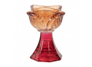 Červeno-oranžový skleněný svícen květina Colorful Garden - Ø 7*10 cm