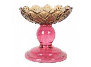 Růžovo-žlutý skleněný svícen květina Colorful Garden - Ø 10*9 cm