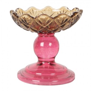 Růžovo-žlutý skleněný svícen květina Colorful Garden - Ø 10*9 cm