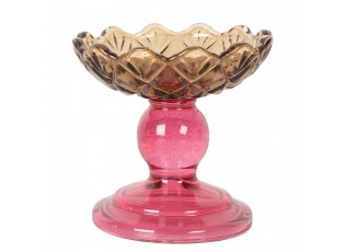 Růžovo-žlutý skleněný svícen květina Colorful Garden - Ø 10*9 cm