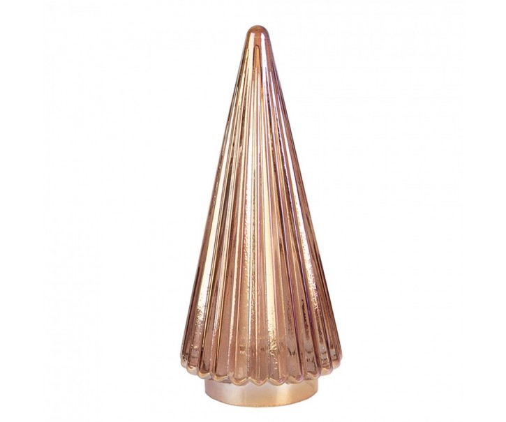 Jantarová vánoční skleněná dekorace stromek - Ø 11*26 cm Clayre & Eef