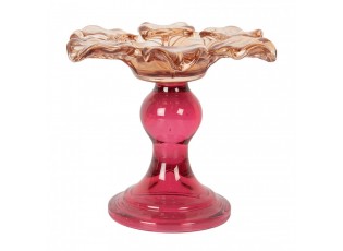 Růžový skleněný svícen květina Colorful Garden - Ø 14*11 cm