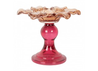 Růžový skleněný svícen květina Colorful Garden - Ø 14*11 cm