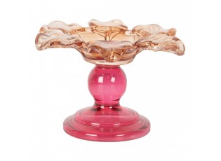 Růžový skleněný svícen květina Colorful Garden - Ø 14*9 cm