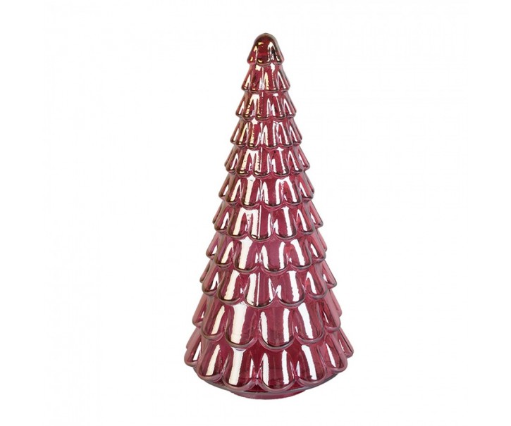 Růžová vánoční skleněná dekorace stromek - Ø 16*33 cm Clayre & Eef