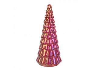 Růžová vánoční skleněná dekorace stromek - Ø 11*26 cm
