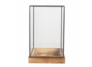 Dekorační skleník/ vitrína s dřevěným podstavcem Pallas - 19*19*30 cm