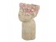Béžový antik obal na květináč hlava ženy s květy Danaé L - 20*19*31 cm Clayre & Eef