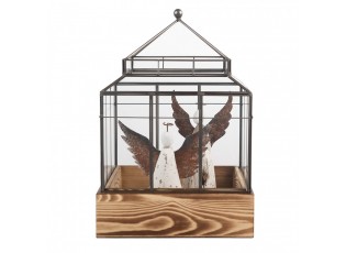 Mosazný antik dekorační skleník/ vitrína Pallas - 21*21*32 cm