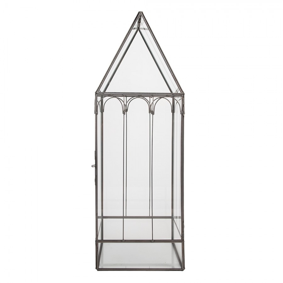 Mosazný antik dekorační skleník/ vitrína Cloelia - 15*15*45 cm