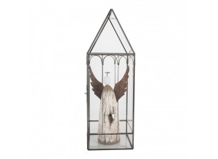 Mosazný antik dekorační skleník/ vitrína Cloelia - 15*15*45 cm