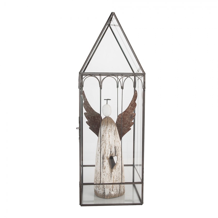 Mosazný antik dekorační skleník/ vitrína Cloelia - 15*15*45 cm
