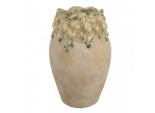 Béžový antik terakotový obal na květináč s olivami Olives - Ø 18*27 cm