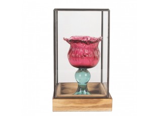 Dekorační skleník/ vitrína s dřevěným podstavcem Pallas - 14*14*24 cm