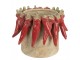 Béžový antik terakotový obal na květináč s papričkami L - Ø 21*17 cm Clayre & Eef