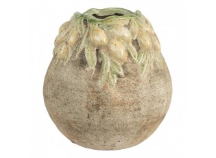 Béžový antik terakotový obal na květináč s olivami Olives - Ø 18*18 cm