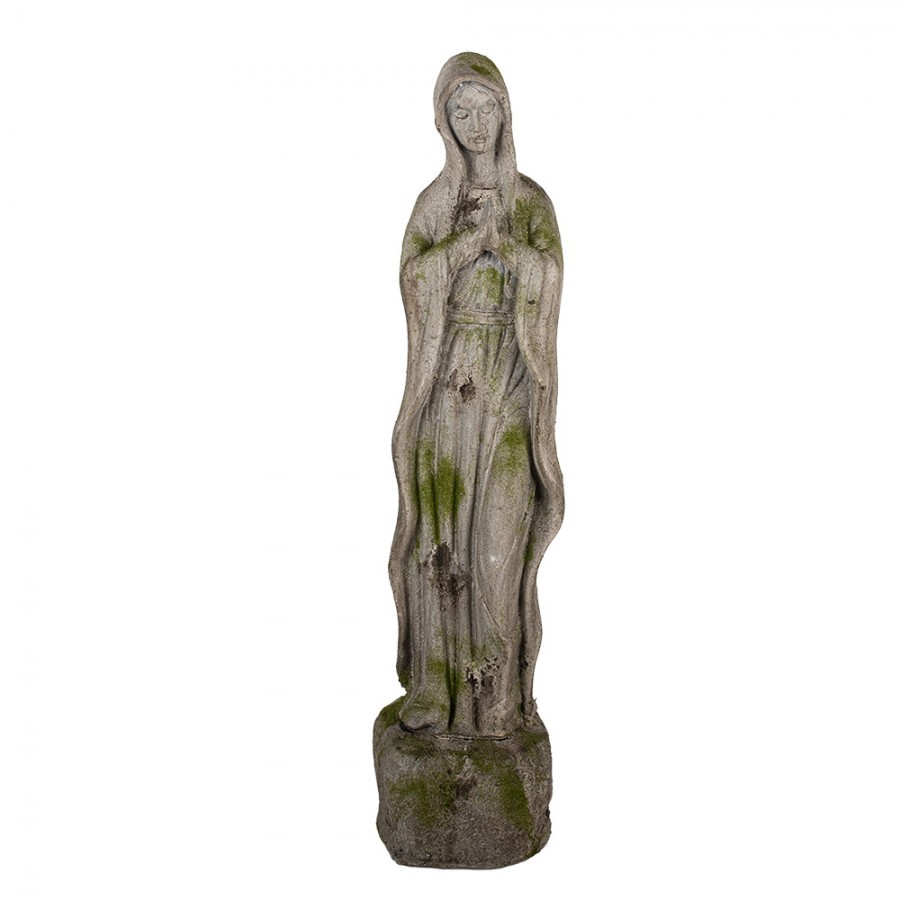Dekorace socha panenky Marie s mechovým vzhledem - 15*15*67 cm