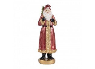 Červená vánoční dekorace Santa v kožichu a pytlem dárků - 6*5*15 cm