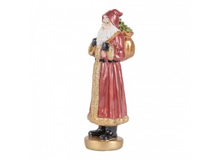 Červená vánoční dekorace Santa v kožichu a pytlem dárků - 6*5*15 cm