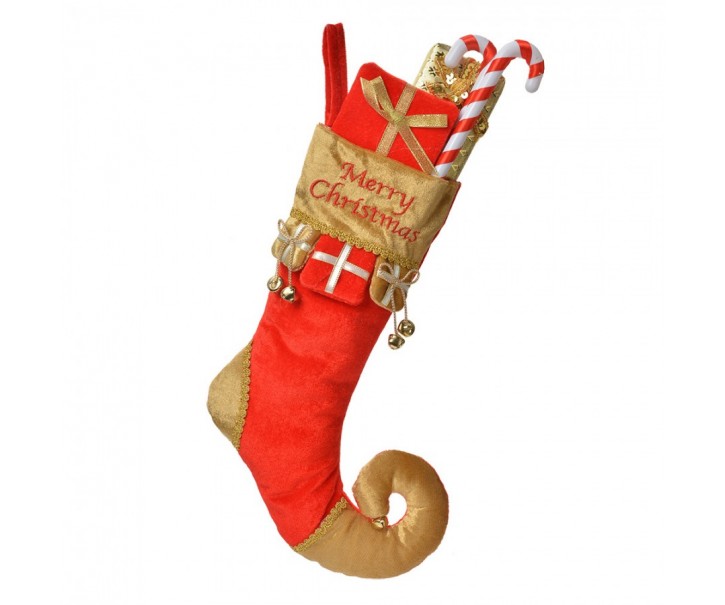 Christmas Stocking 24x7x46 Cm Red Synthetic - 24*7*46 cm Clayre & Eef